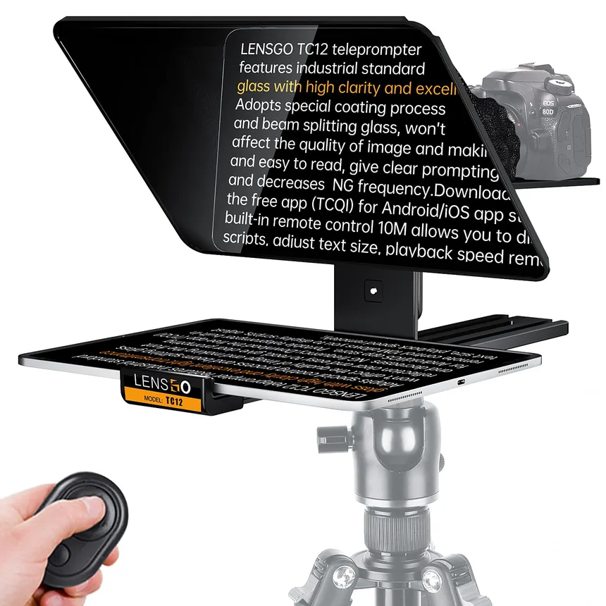 LENSGO TC12 Tablet Teleprompter with Remote