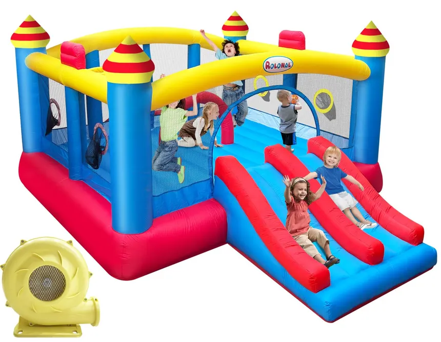 Rolonal Inflatable Bounce House with Dual Slide and Blower